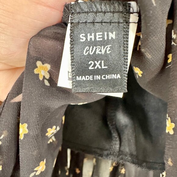 Ditsy Floral Black and Yellow Ruffle Hem Mini Skirt 2XL - Picture 8 of 11